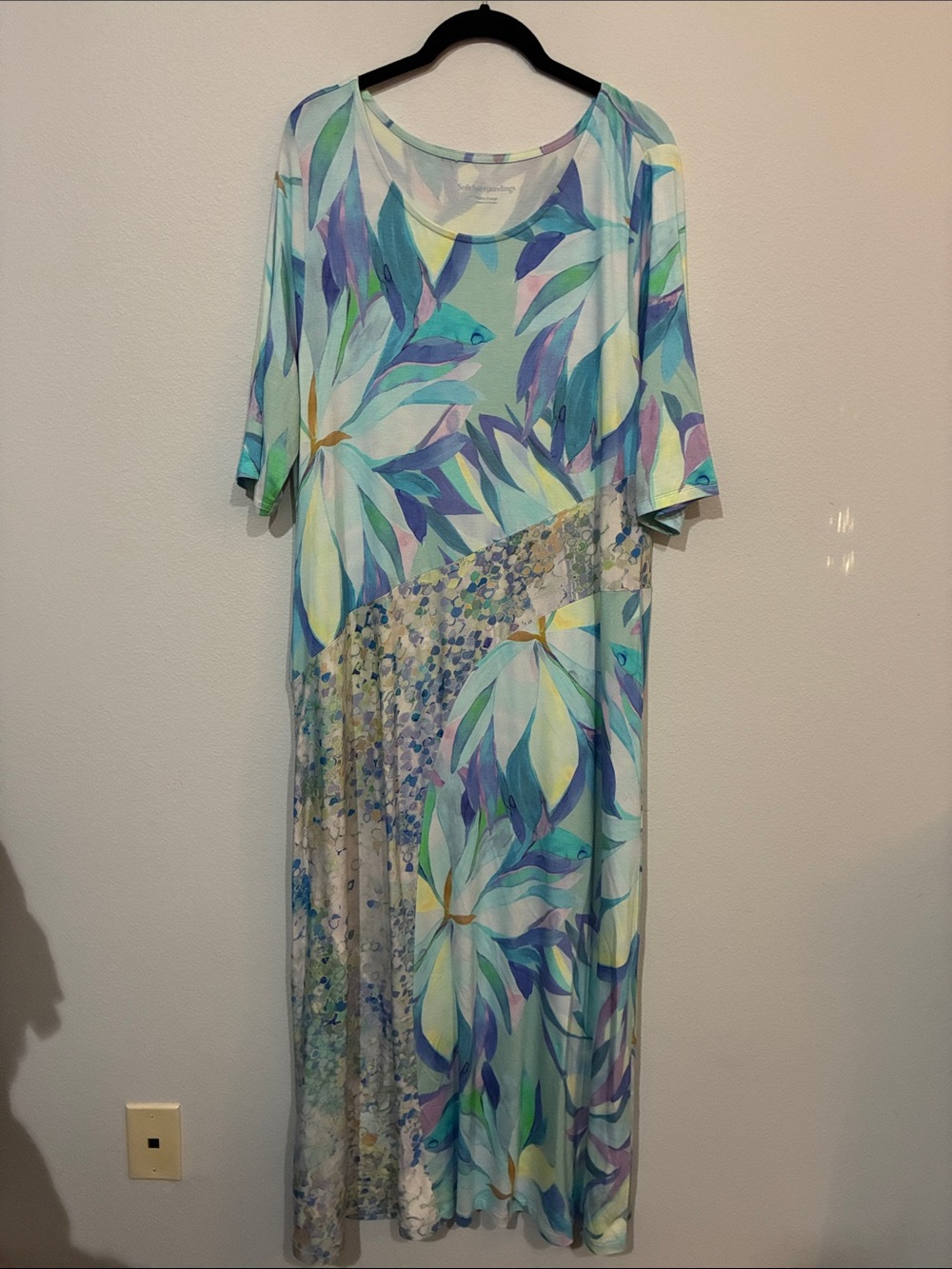 Soft Surroundings Vivienne Floral Maxi Dress in Aqua Blue - Lightweight Print - Picture 2 of 7